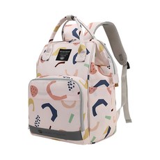 時尚輕便多功能大容量媽咪包, 幾何粉