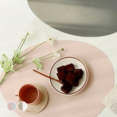 Fenice 鵝卵石形PU雙色餐墊, 430 x 330mm, 粉色 + 灰色, 1個