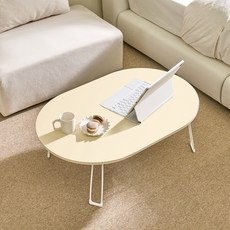 아이캔컴퍼니 E0 LPM 올리브 720 접이식 테이블, 크림베이지