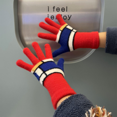 피어니스트 여성용 패턴 원사 배색 스크린 터치 장갑