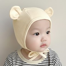 woojooi 新生兒用簡約可愛小熊帽