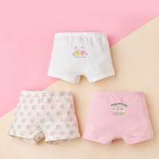 여아용 토끼와 꽃놀이 사각팬티 3종 세트