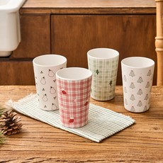 Modern House L 溫馨冬季 竹纖維圖案杯 330ml 4件組, 1套, 混色