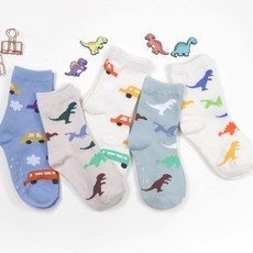 Kids FUTURE 兒童恐龍汽車襪子5雙組