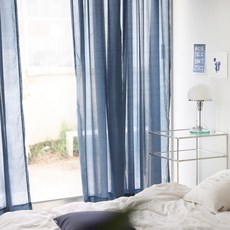 基本款飄逸窗簾, 深藍色