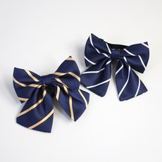 女童用海軍藍條紋蝴蝶結領帶 領結 2件組