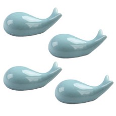 可愛海豚陶瓷筷架, 4個, 寶藍色