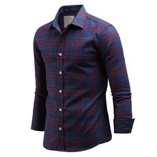 DAKUANG 男款 線條蜜桃絨格紋長袖刷毛襯衫 C11D14_sp2388