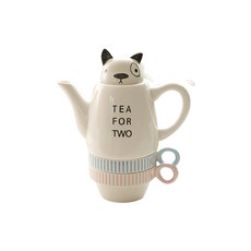 Shinjikato 茶壺法國鬥牛犬壺 170 x 90 x 170 毫米 + 杯子 120 x 90 x 47 毫米 2 件套, 混色, 1套