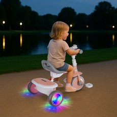 ZOKO LED可折疊迷你三輪車, 1個, 粉紅色 + 灰色