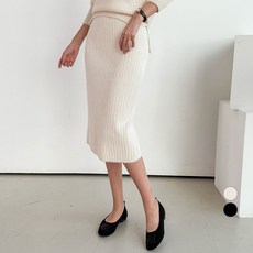 쿨쿠 여성용 소프트 슬림 니트 밴딩 스커트
