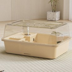 딩동펫 햄스터 빅스페이스 투명 케이지 하우스, 베이지, 1개