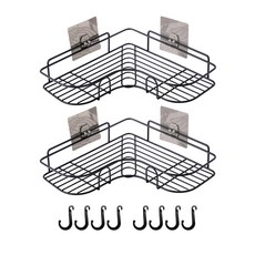 MONACO OLIVE 鐵製仿古轉角架 2入 + 專用掛鉤 8入, 黑色, 1套