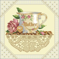 居家裝飾 茶壺 mother 十字繡套組 圖案 + 布料 + 線 + 針, 混合色, 1套