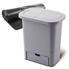 廚房掛式推蓋垃圾桶+垃圾袋 25入, 灰色