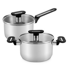 DAY7 電磁爐 304 Vita IH 鍋具2件組, 1套, 單柄鍋 16cm + 雙耳鍋 18cm, 不鏽鋼