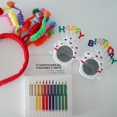 生日派對蠟燭12款 + 髮箍 + 太陽眼鏡組合, 無香, 1套