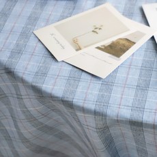 Cheonpam 亞麻 Soma 1564, 天藍色格紋, 1個