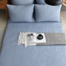 韓國 amante Point View 絎縫床墊套, 石藍色