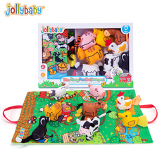 아기 헝겊책 + 농장매트 + 인형 8종 선물세트, Jollybaby