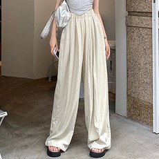 구디프 여성용 차르르 레이온 밴딩 플리츠 데일리 팬츠