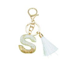 엠제이 이어폰 케이스 휴대폰 줄 알파벳 이니셜 태슬장식 키링, S, 1개