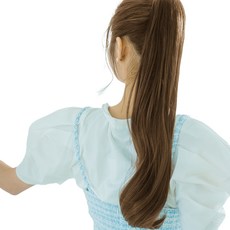 GabalNara 女性用迷你髮夾式馬尾局部假髮 法式大波浪 60cm, 橘棕色, 1個