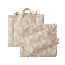 FRAMBOISE Cring Rabbit童款印花分離式60支棉麻午睡枕墊被組, Sand Beige