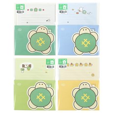 핑크풋 행부기 편지지 4종 x 2p 세트, 혼합색상, 1세트