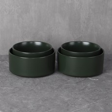 Bloom at home 陶瓷湯飯小碗 2入+大碗 2入組, 綠色, 飯碗 2入+大碗 2入