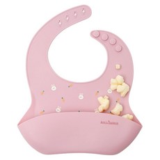 AttiRabbit 嬰幼兒用 長度可調 矽膠圍兜, 1個, 1個, 粉色