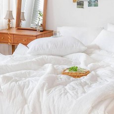 yesbedding 亞麻泡泡紗夏季涼被, WHITE