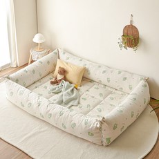 쁘리엘르 순면 유아 범퍼 쿠션 4P 세트(솜포함), 딩고 그린