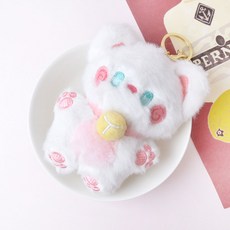 粉紅耳貓咪鑰匙圈 9*19cm, 白色, 1個