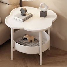 바투하루 네잎클로버 원형 침대 사이드 테이블, 화이트