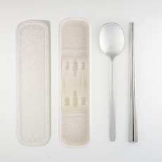 달팽이리빙 퀴진드마망 순수 무소음 휴대용 수저세트, 실버, 숟가락 + 젓가락 + 케이스, 1세트