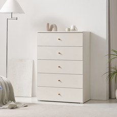 코넬 폭넓은 서랍장 방문설치, 크림화이트, 5단