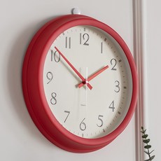 FLaITO 圓形靜音掛鐘 34.5cm, 紅色