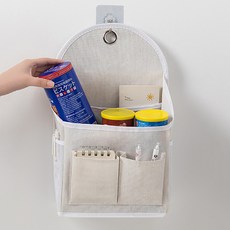 Ttabongoppa 免打孔 生活防水 壁掛式 口袋 收納籃 10 x 23 x 41 cm JNHA1784, 1個, 象牙白