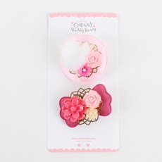 CHENNY BONGBONG 毛球花朵造型圓形韓服髮夾+花朵造型韓服髮夾