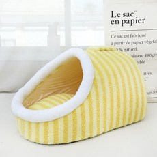 Daysoy 條紋半開式貓咪躲貓貓屋, 1個, 黃色