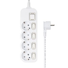 에코파워탭 국내 제조 슬림 개별 과부하차단 스위치 납작 멀티탭 4구 CSG-404P, 화이트, 1개, 3m