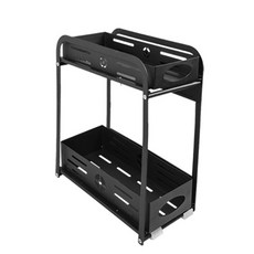 薄型鐵製多功能收納盒抽屜型置物架 2層 YT_RA1073, 黑色