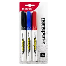 모나미 네임펜 M 3종 세트, 1개, 흑색 + 청색 + 적색