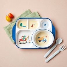 Modern House 兒童用 Let's work 美耐皿分格餐盤組, 1個, 餐盤 + 碗 2入, 混色