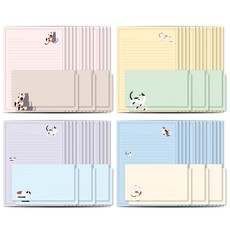 The Open House 信紙+信封 4入組 46-0678, 粉色+黃色+紫色+藍色, 3套