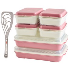 이지앤프리 한상채반 다용도 보관 용기 세트, 1세트, 1.7L(4P) + 3.7L(2P) + 뒤집개