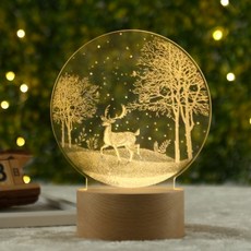 Tree LED 숲속의 순록 아크릴 무드등, 혼합색상