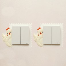 Allode 動物開關貼紙 2入, NO 07 白色雞