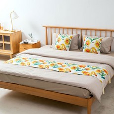 ANTS 向日葵圖案床尾巾+靠枕套 2入